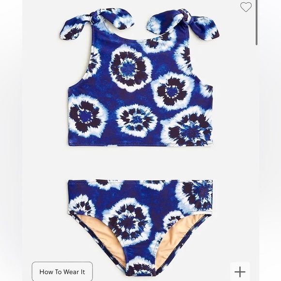 J crew Girls' swim bottoms with UPF 50+ navy tie dye - Picture 2 of 5